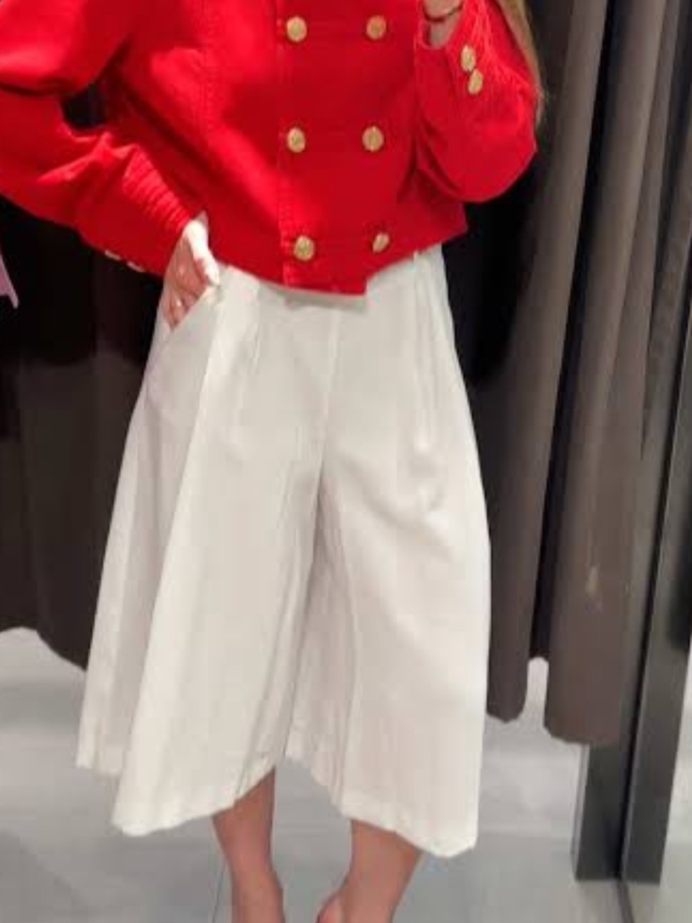 Zara White Culotte Bermuda Shorts